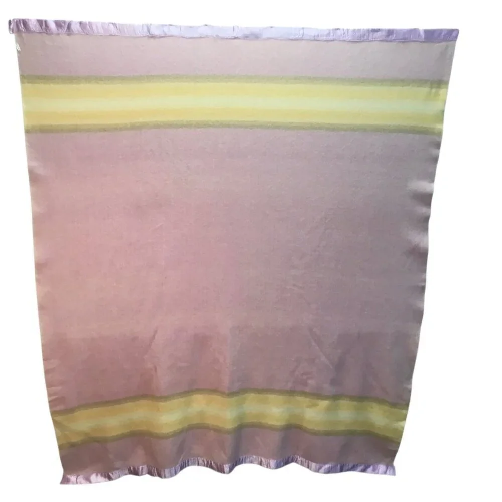 Olympiad Blanket Pendleton 1932 Olympics Stripe Satin 100% Virgin Wool Lilac LA